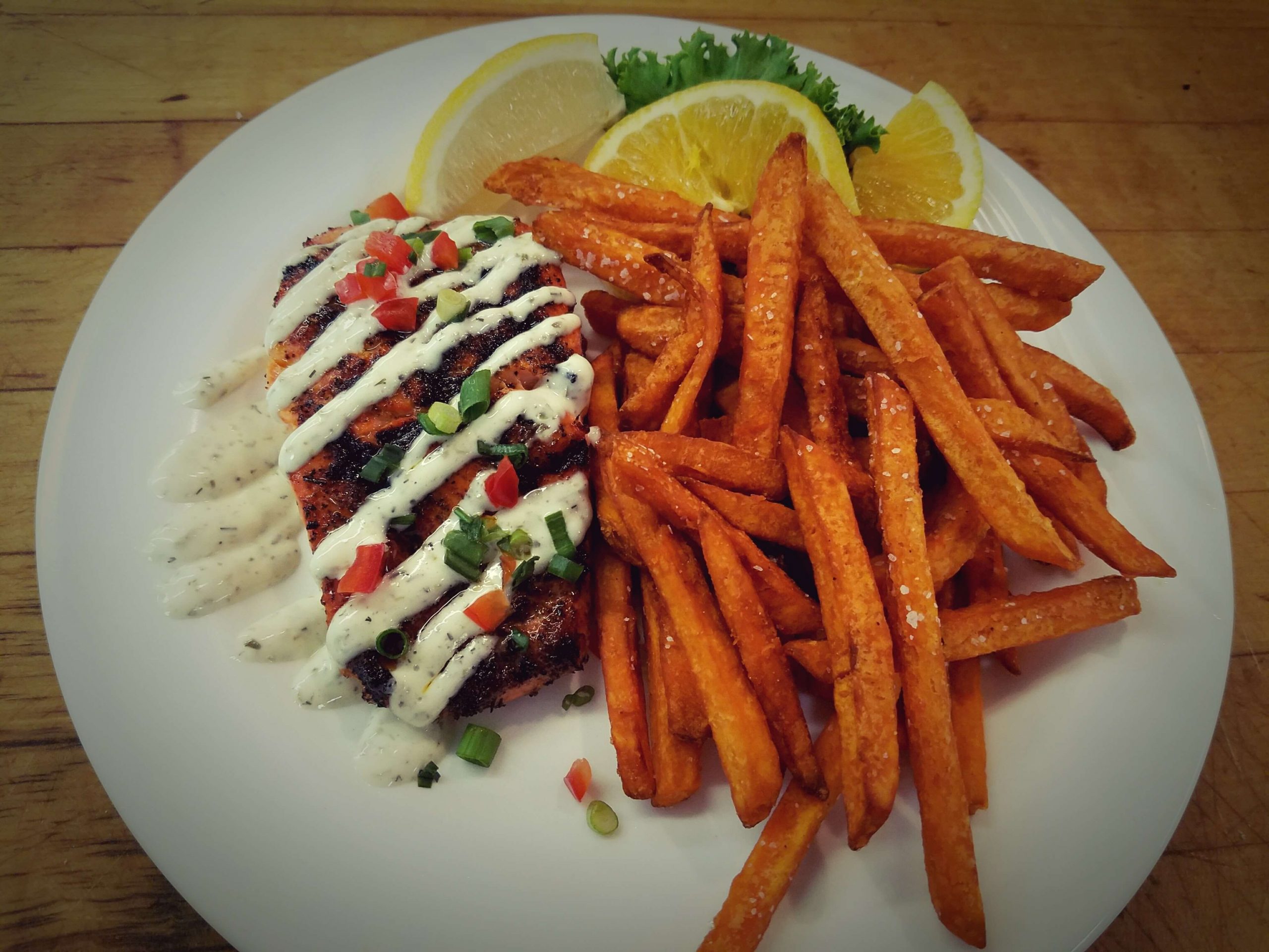 Fish dinner photographed by Shady Nook in Salmon